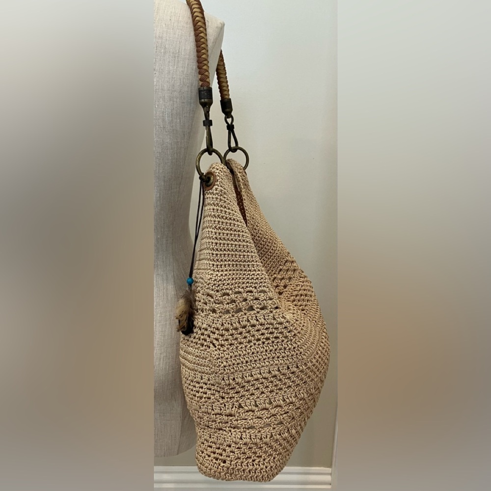 The Sak Beige Crochet Hobo Bag with Braided Handle - Picture 3 of 9